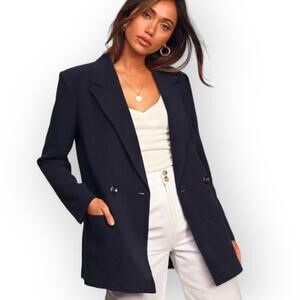 Vintage Pendleton USA Navy Virgin Wool Blazer 8Tall Career Academia Chic Classic